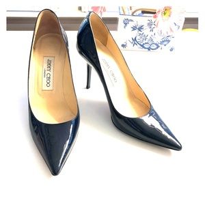 Jimmy Choo patent leather navy pump